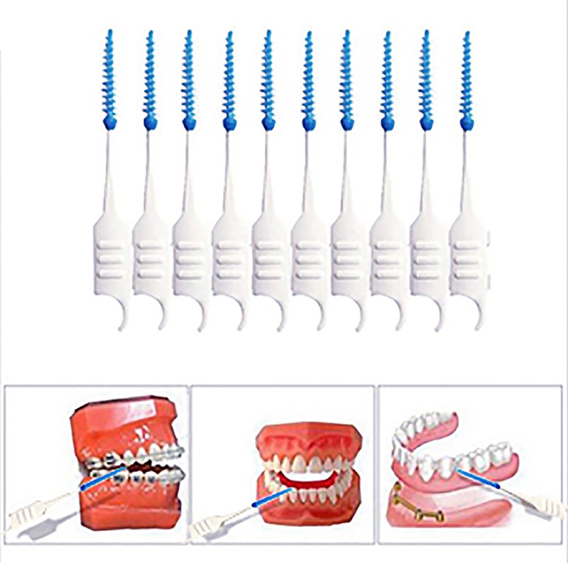 400PCS Interdental Brushes Double-ended Silicone Toothpick Dual-ended Dental Floss Pick