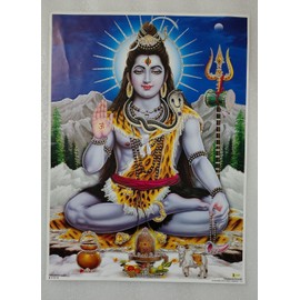 Shivji Shiva Poster Shivratri Pooja Item Wall Poster Wall Posters for Home Decoration Shiv Parvati Poster for Wall Pack Of 1(Multicolor)