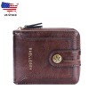 Baellerry Man's Leather Small Wallet Foldable Zipper Card Wallet Credit