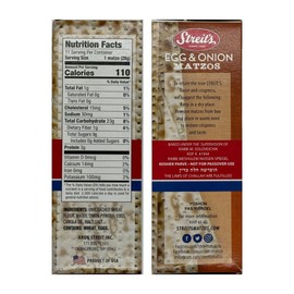 Streit's Egg & Onion Matzo - Thin & Crispy, Low Sodium, Low Fat, Family Owned, Kosher Certified, Pair with Soups, Spreads & Salads (11oz, Pack of 3)