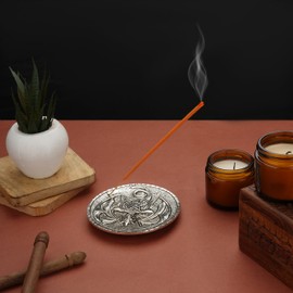 Ajuny Aluminum Round Incense Sticks Holder Burner with Ash Catcher Tibetan Style Incense Holder Meditation Accessories Spiritual Home Decor Fragrance Gifts