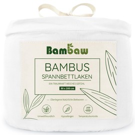 Bambaw - Fitted Sheet 90 x 200 cm White - 100% Bamboo - Hypoallergenic - Soft and Breathable Fitted Sheet 90 x 200 cm - for Summer and Winter - Fitted Sheet Allergy Sufferers - White