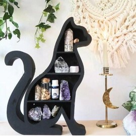 Wooden Gothic Crystal Display Décor Shelf Essentials Storage - Style: Left Cat