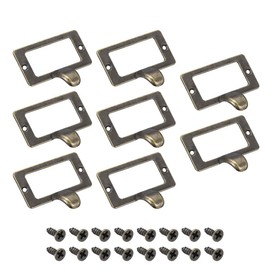 uxcell Label Holder Pull Handles, Vintage Zinc Alloy Label Frame Drawer Knobs for Cabinet Cupboard, Bronze Tone 59x44mm Pack of 8 w Screws