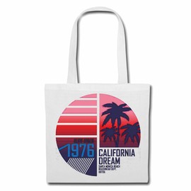 'Shoulder bag "California Dream Santa Monica Beach Surfing Beach Surfboard Longboard Wellenreiten Waves Beginners Shop Shopping Bag School Bag Gym Bag in White