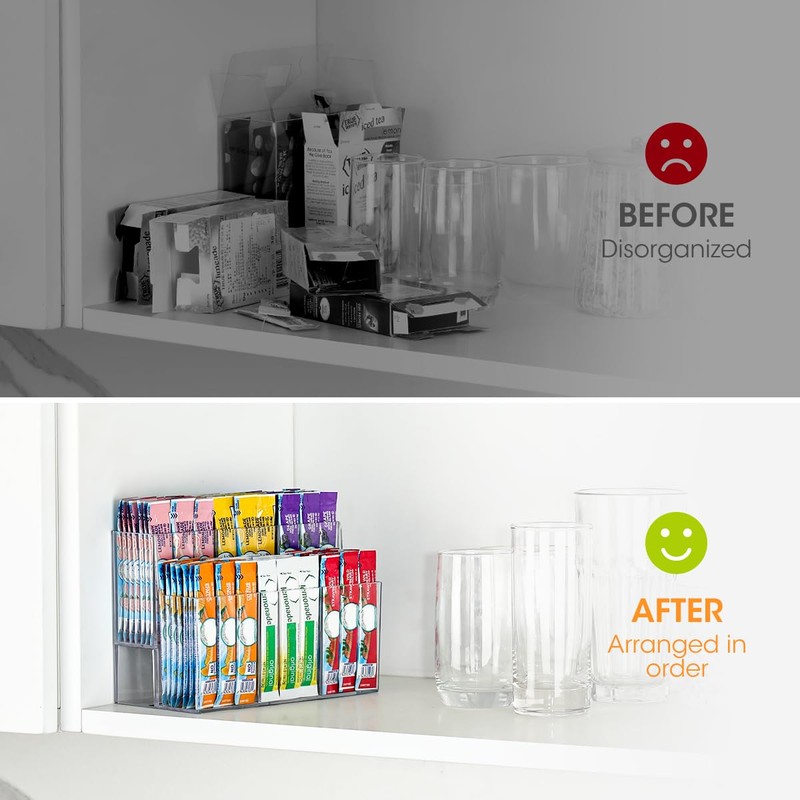 AIEVE Magnetic Drink Packet Organizer, 2-Tier Fridge Organizer Cabinet Door