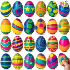 JOYIN JOYIN 24 PCS Colorful Squishy Toy Easter Eggs, Stress Relief, Assorted Colors, Easter Basket Stuffer, Party Favors
