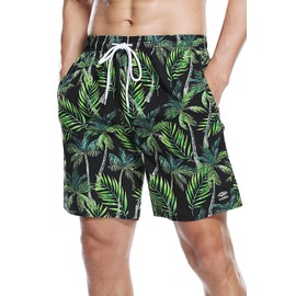 AXESEA Men's Swim Trunks Elastic Quick Dry with Pockets Swimwear Bathing Suits No Mesh Lining Beach Shorts Green