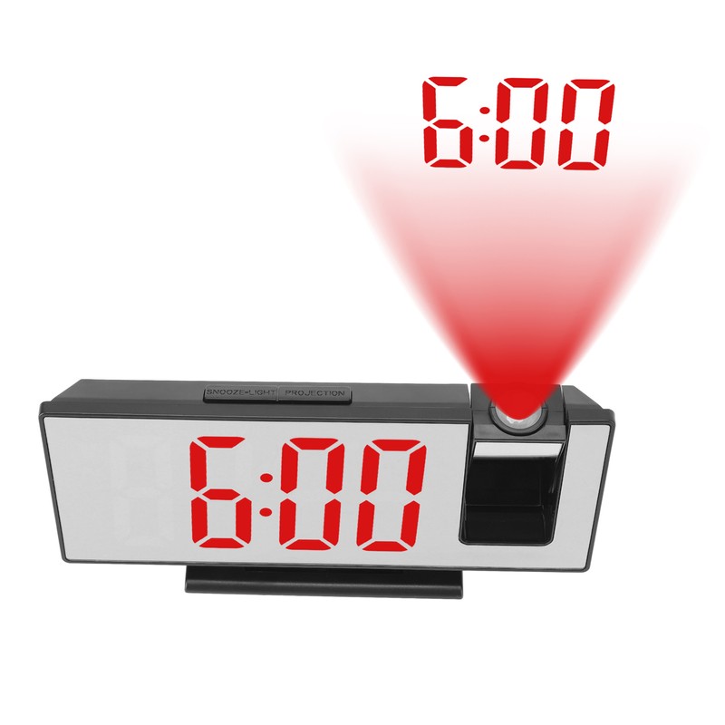 Projection Digital Alarm Clock USB Charging Automatic Dimming LED Mirror
