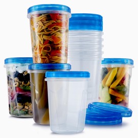 10 Pack Leakproof Freezer Containers for Food with Twist Top Lids - 32 Oz BPA Free Reusable Plastic Soup Containers with Screw On Lids - Ideal for Meal Prep, Leftovers & Pantry Organization