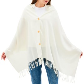 Alpine Swiss Womens Shawl Evening Wrap Pashmina Large Scarf Fringe Cape Poncho Cream