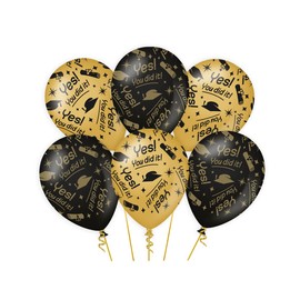 PD-Party - You did it - Balloons for Graduation Parties - Decoration Graduation - Graduation Party Decoration - Black Gold - Party Decoration - Balloons Exam Passed - Graduation - 6 pieces