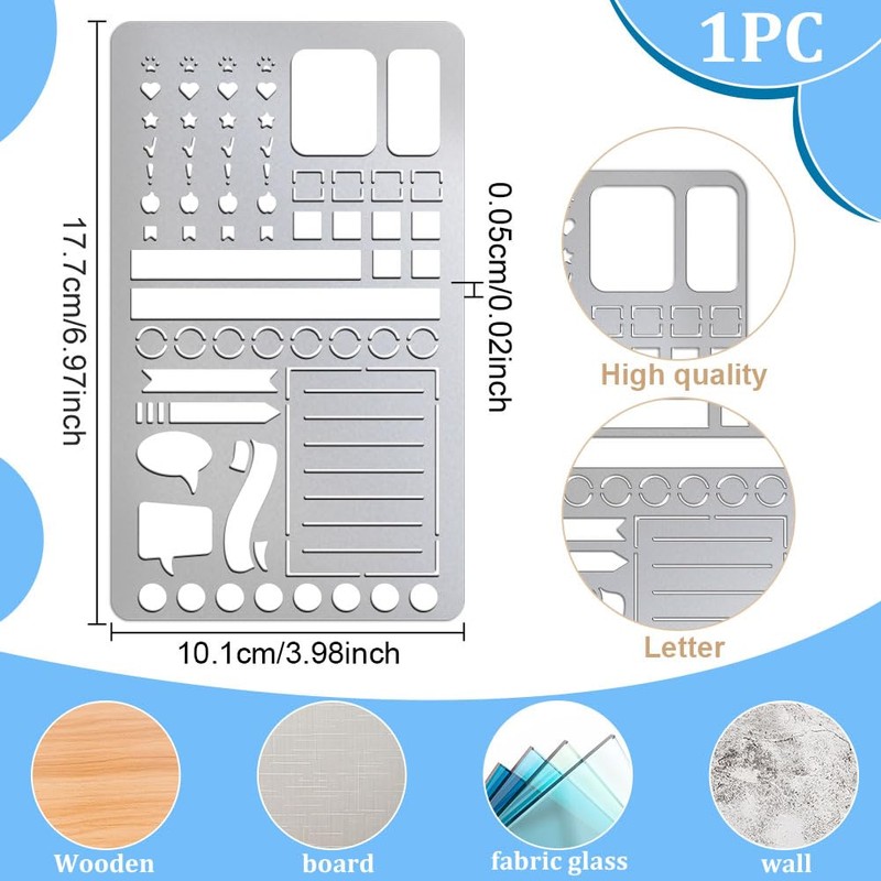 UNICRAFTALE Metal Stencil for Journaling Lines Lists Banners Square Planner