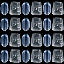 OIIKI 24 Pcs Kitchen Sink Rack Rubber Feet, Including 12pcs Clear Plastic Protective Sink Rack Feet & 12pcs 5mm Wire Clamp Clips, Clear Grid Sink Protector for Kitchen Sink Grid Rack