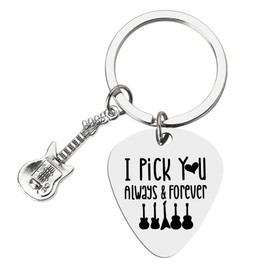 Guitar Lover Gifts for Men - Music Accessories for Players, Husband, Boyfriend, Fiance - Pick Keychain for Guitarist, Musician - Birthday, Anniversary Ideas