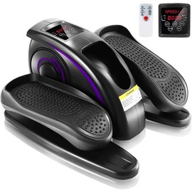 Under Desk Electric Seated Pedal Exerciser with LCD Display Monitor, Remote Control, Mini Elliptical Machines for Seniors, Black Finish - Style: Training Grey