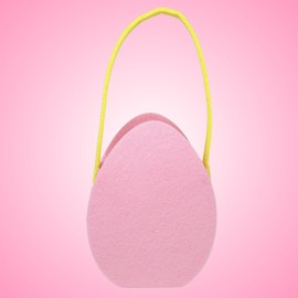Needzo Felt Easter Egg Baskets, Pastel Pink Gift Bags for Candy and Eggs, Spring Party Essentials, 4.25 x 9.5 Inches (Pack of 6)