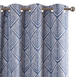 Blackout Curtains Geometric Patterns Design Grommet Top Bedroom Window Curtains Room Darkening Thermal Insulated Drapes 72" L Blue