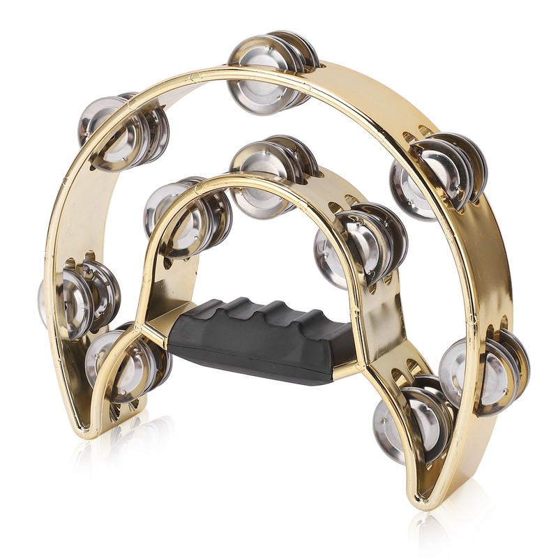 Double Row Hand Tambourine Metal Tambourine with Plating Bells Percussion