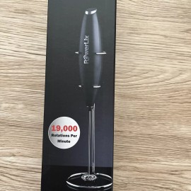PowerLix Milk Frother Powerlix Handheld Battery Operated Electric Whisk Black W Stand NEW