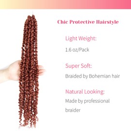 The BOHOBABE Crochet Passion Twist Hair Pretwisted 12 Inch Short Pre-looped Passion Twist Crochet Braiding Hair 8 Packs(350#)