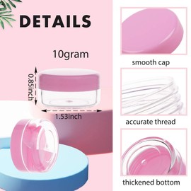 10 Gram Sample Containers with Lids, 100 Pieces Mini Cosmetic Containers, BPA Free Pink Sample Jars for Makeup, Lotion, Eye Shadow, Powder, and Lip Balms