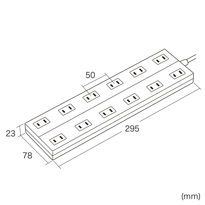 Sanwa Supply TAP-2312-5W Power Tap, 12 Outlets, 2P, 16.4 ft