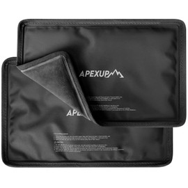 APEXUP Gel Ice Packs for Injuries Reusable, Soft Flexible Ice Packs for Injuries, Double Sided Cold Packs for Injuries, Ice Pack for Knee, Shoulder, Back, Hip, Leg, Arm (Black, S, 2PK)
