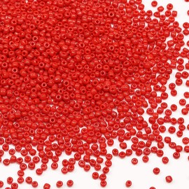 Bala&Fillic Red Colour 3 mm Beads for Threading 3600 Pieces/100 g, 8/0 Glass Beads for Making Jewellery, Bracelets, Necklaces and Earrings (Red)