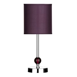 Premier Housewares Chrome Stem Table Lamp with Acrylic Ball and Fabric Shade - Purple,H35 x W14 x D14cm