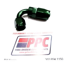 Performance Plumbing Components 06 an 150 Degree Swivel hose end  Show Polished Hunter Green anodized Aluminum