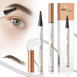 2 Pcs Microblading Eyebrow Pen, 2025 Upgraded 3D Waterproof 4-Tip Eyebrow Pencil, Natural Makeup Long-Lasting Fine Stroke Magic Eyebrow Pencil for Women Stay on All Day (Black(2 Pcs))