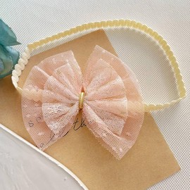 Baby Girl Headbands with Lace Bow Knot Beige White Baby Bow Headband for Baby Girl Infant Newborns Toddlers Bows and Headbands for Baby Shower Birthday Photography Special Occasions (Pink, One Size)