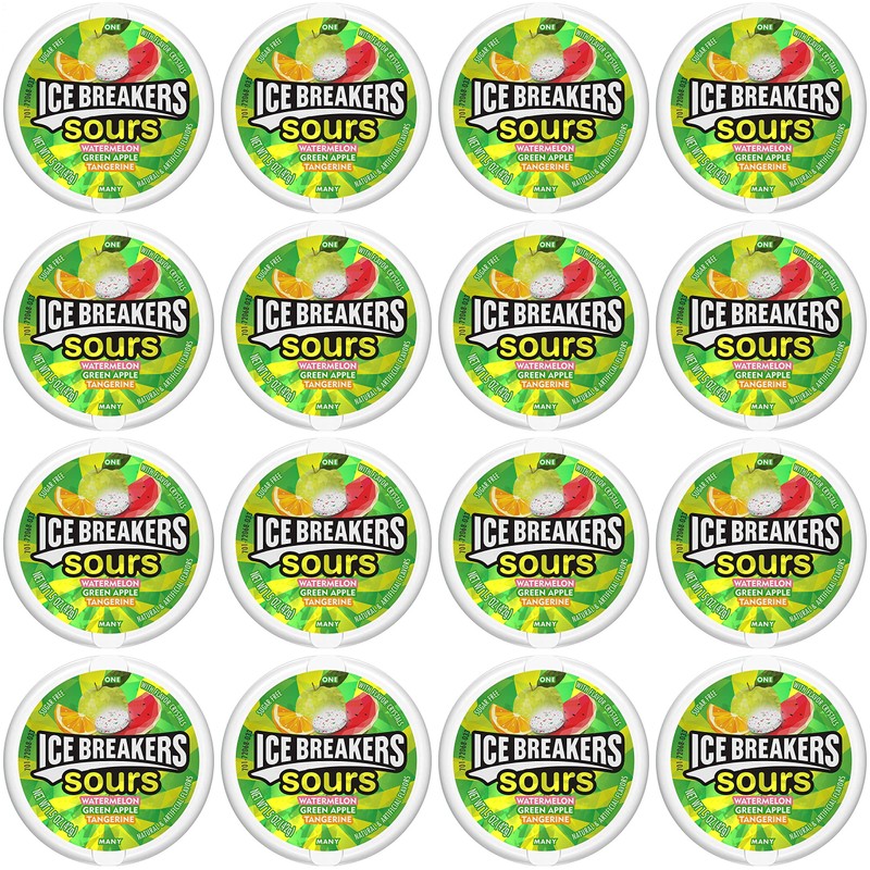 Ice Breakers Sours ( Green Apple, Tangerine, Watermelon), 1.5-Ounce Canisters