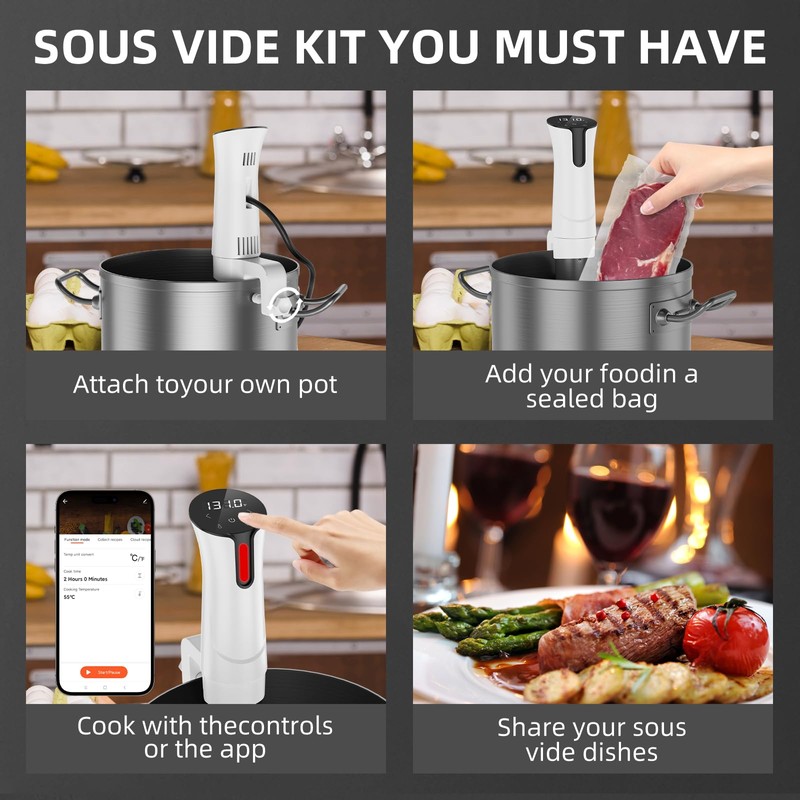 5G WIFI Sous Vide Machine|1100 Watts Sous Vide-Precision Cooker with