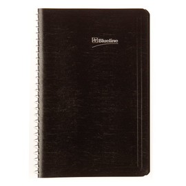 Blueline Perpetual Planner Spiral Binding with Flexible Lizard-Like Cover 396 Pages Bilingual 8-Inchx5-Inch A6236.81BT, Black