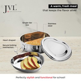 JVL Stainless Steel Single Layer Heart Lunchbox - Small