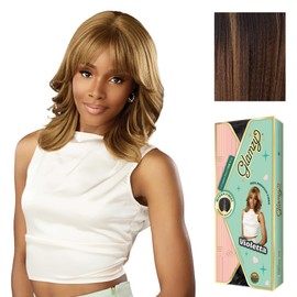 Sensationnel Glamzy Lace Part Wigs - Violetta Glueless Hand Tied Wider V Parting Synthetic Hair (BALAYAGEHAZELNUT)