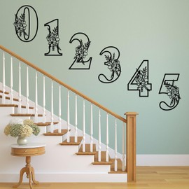 ESTART 12 Inch House Numbers Metal Wall Decor, Floating House Numbers, Rustic Flower House Address Number Metal Signs, Large Number Address Plaque Wall Hanging Decoration for Home Yard Garden Outdoor