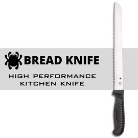 Spyderco Lightweight Kitchen Bread Knife with 10.25" MBS-26 Stainless Steel Blade and Black Polypropylene Handle - SpyderEdge - K01SBK