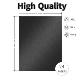 24 Sheets Black Shimmer Cardstock 8.5 x 11inch 250gsm/92lb Double Sided Pearlescence Card Stock for DIY Making Cards, Greeting Cards,Scrapbook,Invitations,Crafts (Black)