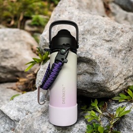 DRÉNKEN Water Bottle, Insulated water bottle, Kids water bottle Stainless steel water bottle for kids Sports water bottle 18 oz Water bottle with straw Bottles for kids (Gradient Light Gray/Lilac)