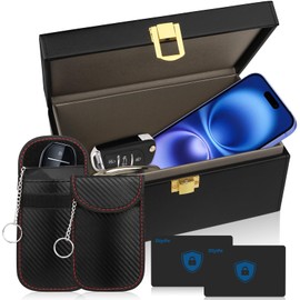 Large Car Key Signal Blocker Box, [Plus 2 Pack Faraday Pouch & Blocker Cards] Diyife 8-12 Car Keys Capacity Faraday Box for Car Keys and Phones, Anti-Theft Key Fob Protector RFID Signal Blocking Box