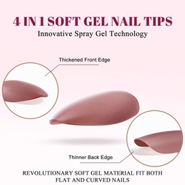 KQueenest Short Oval Tips, Pre- Colored Gel x Nail Tips, Natural Press on Nails Short Almond, Soft Gel Nails Tips, Small Fake Nails, No Need File Gel Tip Nails Acrylic Nail 300 Pcs, Mauve