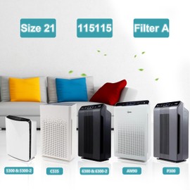 115115 Size 21 Filter A Compatible with Winix PlasmaWave Air Purifier C535, 5300, 5300-2, 6300, 6300-2, AM90, P300, True HEPA Filter with 4 Activated Carbon Filters