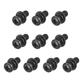 uxcell M5 x 12mm Carbon Steel Phillips Pan Head Machine Screws Bolts Combine with Spring Washer and Plain Washers 10pcs