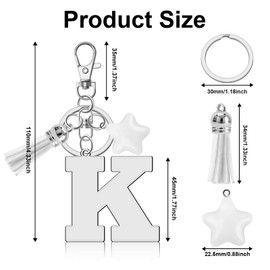 Ximalun Initial Letter Keyring for Women Alphabet Initial Letter Keyring with White Tassel Initial Letter A-Z Keyring Cute Keyring for Key Handbag Backpack