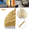 13pcs Left Handed Drill Bit Set M2 HSS with Titanium