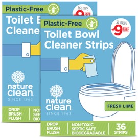 Nature Clean Non-Toxic Toilet Bowl Cleaners Strips 36 count - 2 pack, Plastic-Free Packaging, Natural Toilet Cleaner Septic Safe, Refresh Toilets & Bathroom. No Splash