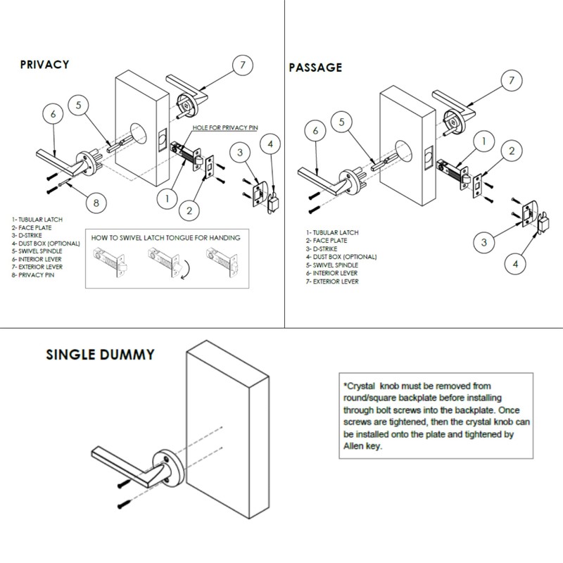 Explore Hardware Bali Model Solid Brass Bed & Bath Privacy